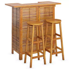 vidaXL Set Tavolo e Sedie da Bar da Giardino Legno Massello di Acacia Legno Naturale Set da 3 Pezzi