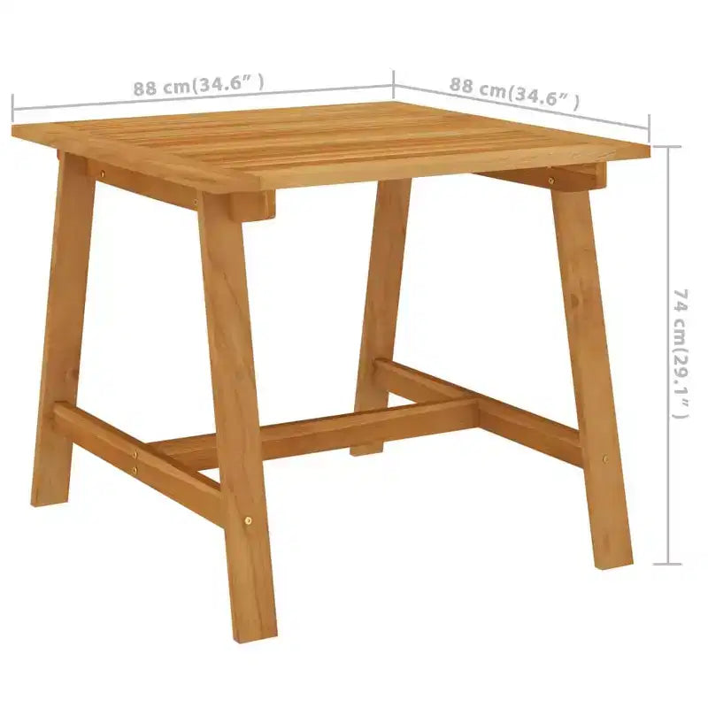 vidaXL Set da pranzo in legno massello di acacia con poggiapiedi regolabili medi
