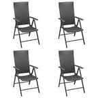 vidaXL Set da pranzo in polyrattan nero con schienale multiposizione
