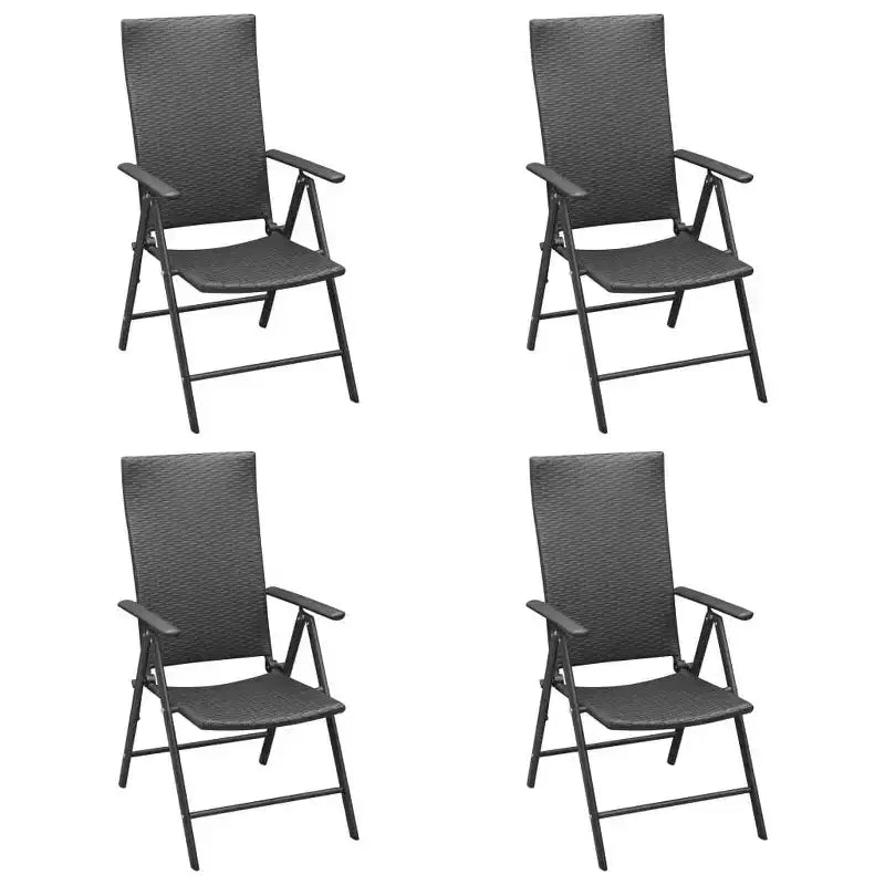vidaXL Set da pranzo in polyrattan nero con schienale multiposizione