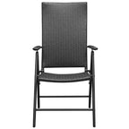 vidaXL Set da pranzo in polyrattan nero con schienale multiposizione