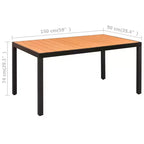 vidaXL Set da pranzo nero e marrone, in rattan PE, composito legno-plastica e alluminio, medie dimensioni
