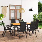 vidaXL Set da pranzo nero e marrone, in rattan PE, composito legno-plastica e alluminio, medie dimensioni