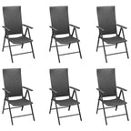 vidaXL Set da pranzo nero e marrone, in rattan PE, composito legno-plastica e alluminio, medie dimensioni