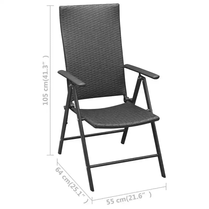 vidaXL Set da pranzo nero e marrone, in rattan PE, composito legno-plastica e alluminio, medie dimensioni