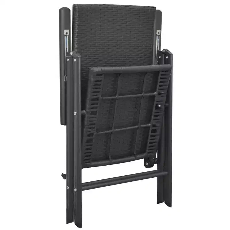 vidaXL Set da pranzo nero e marrone, in rattan PE, composito legno-plastica e alluminio, medie dimensioni