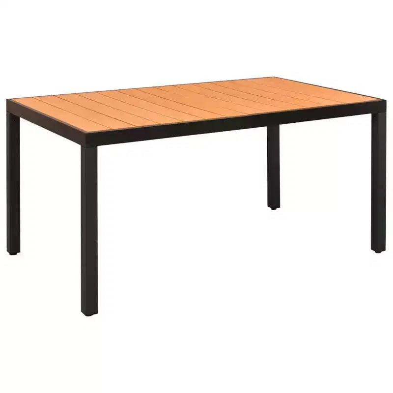 vidaXL Set da pranzo nero e marrone, in rattan PE, composito legno-plastica e alluminio, medie dimensioni