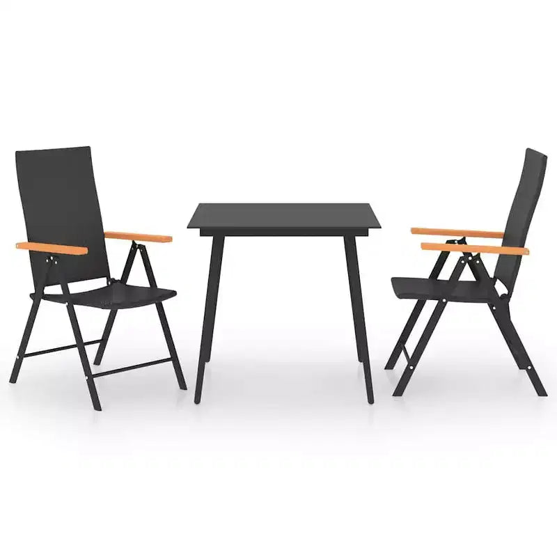 vidaXL Dining Set Black and Brown PE Rattan, WPC, Steel, Glass Standard
