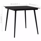 vidaXL Set de salle à manger Noir et Marron Résine tressée, WPC, Acier, Verre Standard