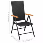 vidaXL Set de salle à manger Noir et Marron Résine tressée, WPC, Acier, Verre Standard