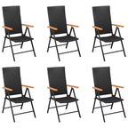 vidaXL Set da pranzo 7 pz nero e marrone in WPC, alluminio e rattan PE