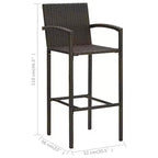 vidaXL Ensemble de bar de jardin en résine tressée marron, acier enduit de poudre Taille M