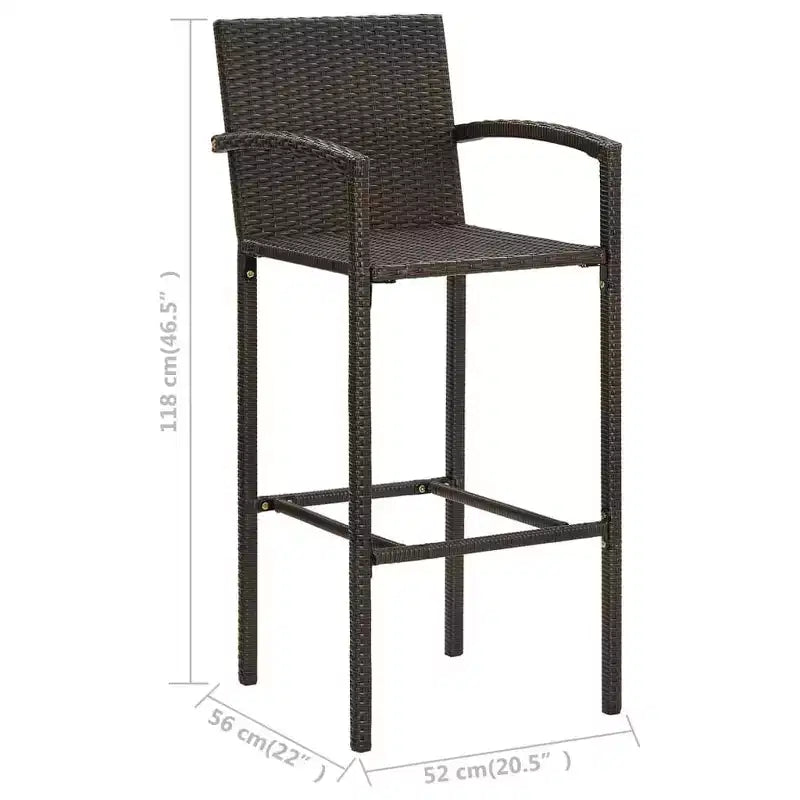 vidaXL Ensemble de bar de jardin en résine tressée marron, acier enduit de poudre Taille M