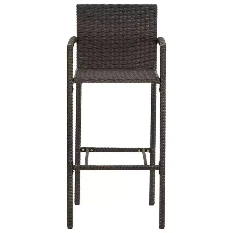 vidaXL Ensemble de bar de jardin en résine tressée marron, acier enduit de poudre Taille M