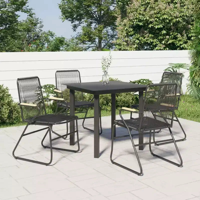 vidaXL Set da pranzo da giardino in polyrattan nero Sedute medie numerose