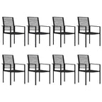 vidaXL Set da pranzo nero in vetro con molti posti a sedere, grande set da pranzo da giardino