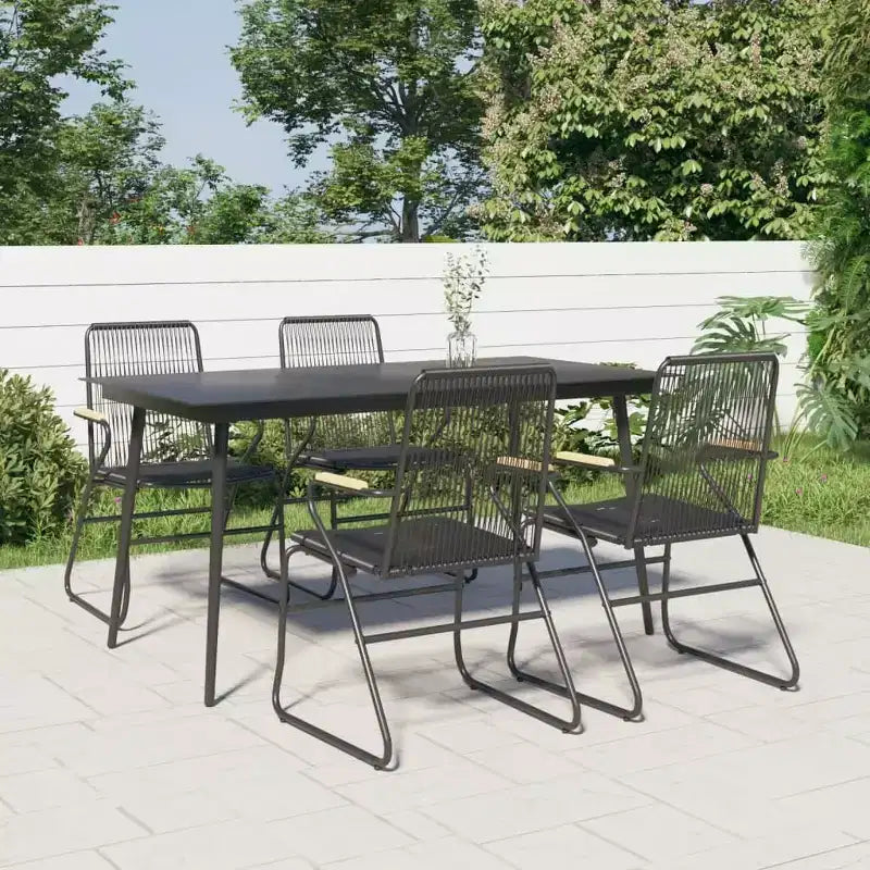 vidaXL Set da pranzo da giardino in polyrattan nero medie dimensioni resistente