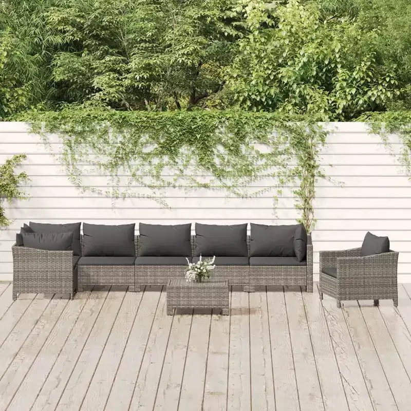 vidaXL Set lounge da giardino in rattan PE grigio, acciaio verniciato a polvere grande