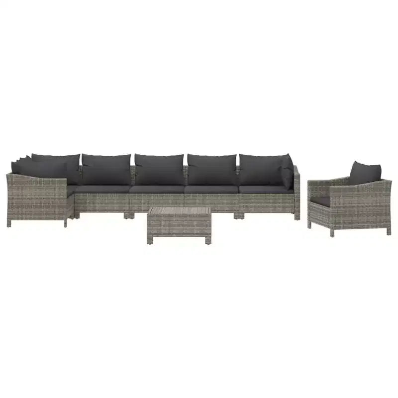 vidaXL Set lounge da giardino in rattan PE grigio, acciaio verniciato a polvere grande