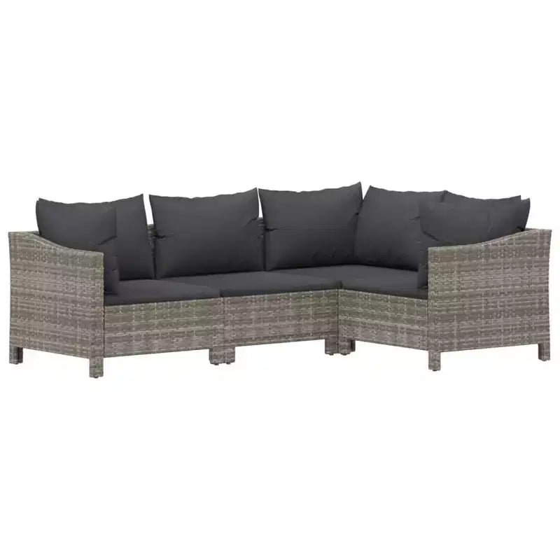 vidaXL Set lounge da giardino in rattan PE grigio, acciaio verniciato a polvere grande