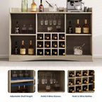 Mobile credenza moderno da 47 pollici con 9 portabicchieri, 12 portabottiglie, design scanalato, 2 ante, per sala da pranzo e soggiorno