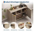 Mobile credenza moderno da 47 pollici con 9 portabicchieri, 12 portabottiglie, design scanalato, 2 ante, per sala da pranzo e soggiorno