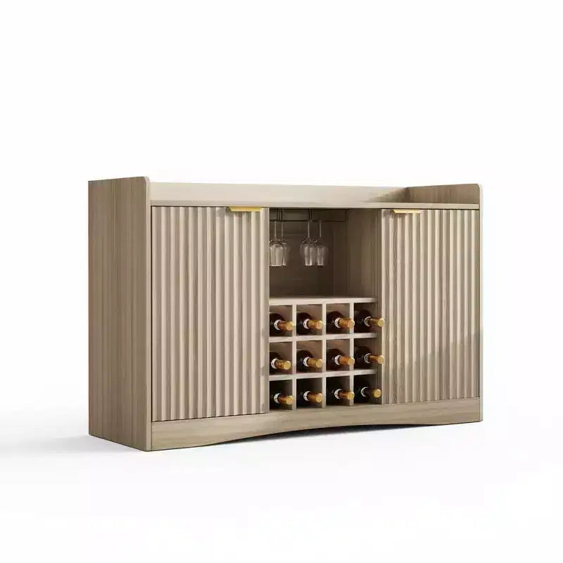 Mobile credenza moderno da 47 pollici con 9 portabicchieri, 12 portabottiglie, design scanalato, 2 ante, per sala da pranzo e soggiorno