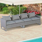 Costway 2PCS Patio Conversation Set Sectional Sofa Furniture Cushioned Seat Garden Grey