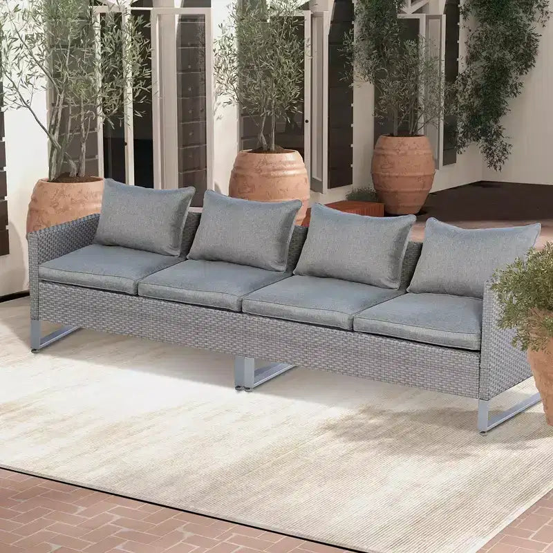 Costway Set Divano Sezionale da Esterno a 2 Pezzi, con Cuscini, per Giardino, Grigio