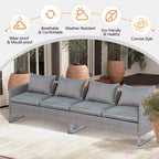 Costway Set Divano Sezionale da Esterno a 2 Pezzi, con Cuscini, per Giardino, Grigio