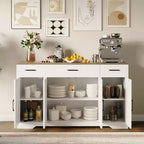 Credenza Buffet Contenitore con Cassetti, Mobile da Caffè Grande in Legno da 140 cm con Ripiani e Ante per Cucina Sala da Pranzo Soggiorno
