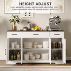 Credenza Buffet Contenitore con Cassetti, Mobile da Caffè Grande in Legno da 140 cm con Ripiani e Ante per Cucina Sala da Pranzo Soggiorno
