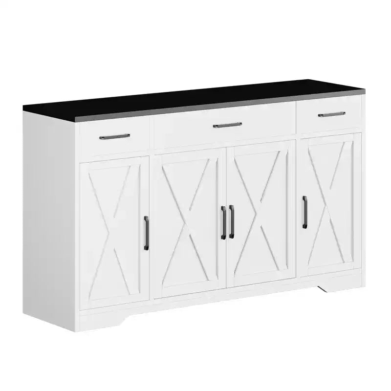 Credenza Buffet Contenitore con Cassetti, Mobile da Caffè Grande in Legno da 140 cm con Ripiani e Ante per Cucina Sala da Pranzo Soggiorno