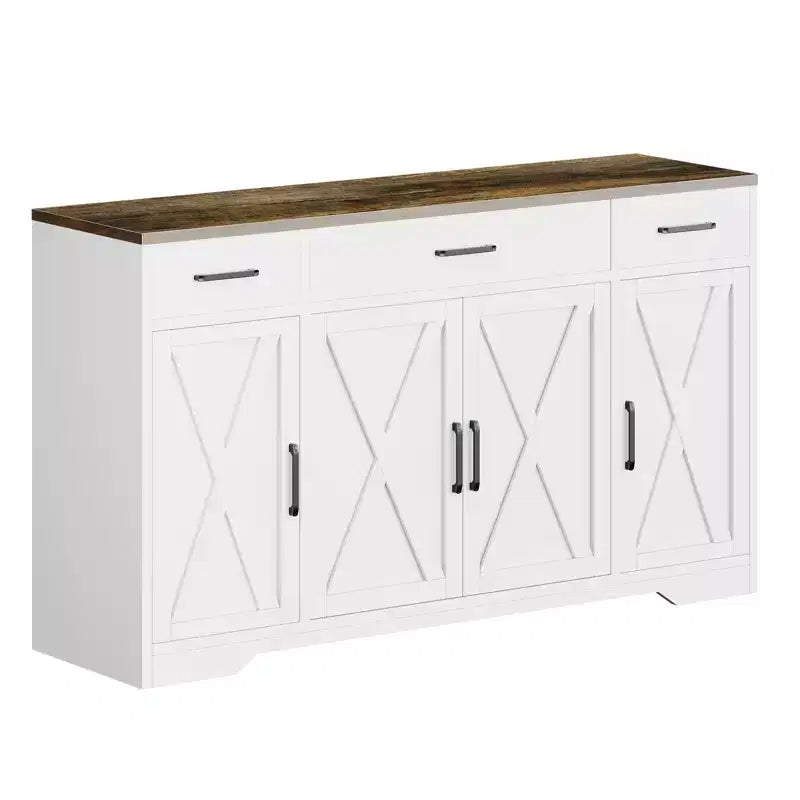 Credenza Buffet Contenitore con Cassetti, Mobile da Caffè Grande in Legno da 140 cm con Ripiani e Ante per Cucina Sala da Pranzo Soggiorno