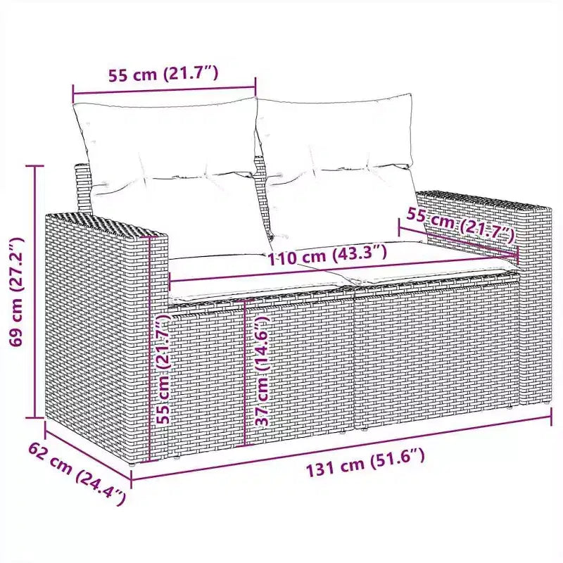 vidaXL Salotto da Giardino in Rattan PE Grande Materiali Resistenti ai Raggi UV
