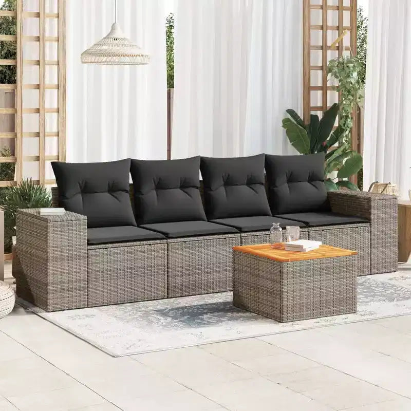 vidaXL Salotto da giardino in polyrattan, 5 pz., componibile