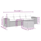 vidaXL Salotto da giardino in polyrattan, 5 pz., componibile