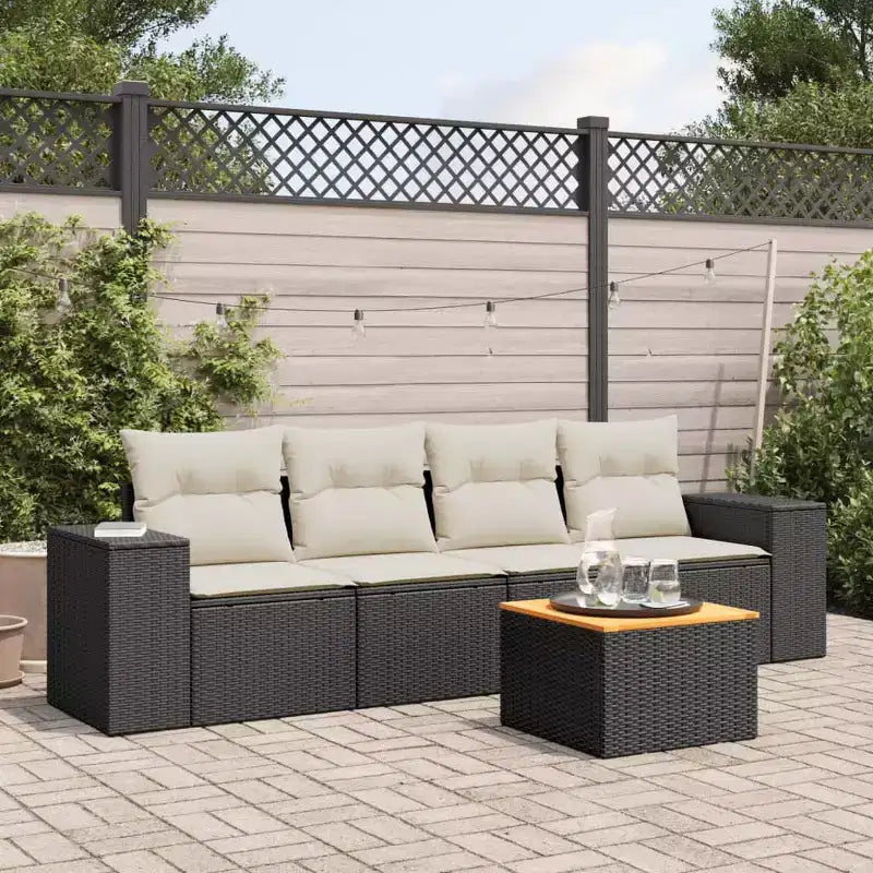 vidaXL Salotto da giardino in polyrattan, 5 pz., componibile