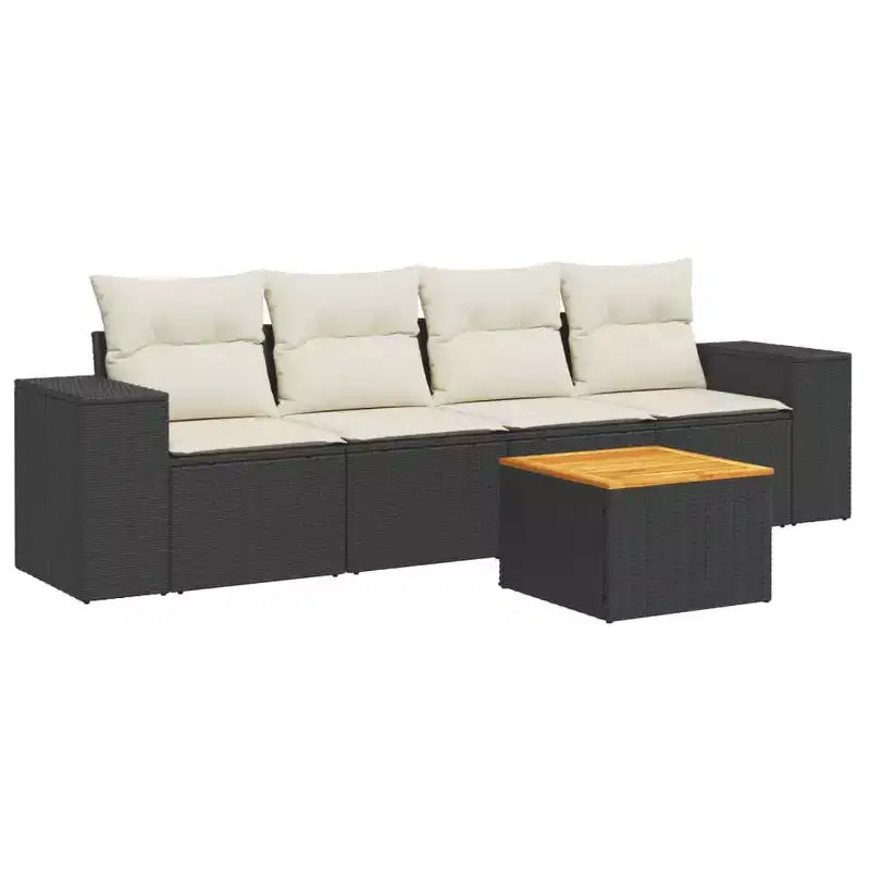 vidaXL Salotto da giardino in polyrattan, 5 pz., componibile
