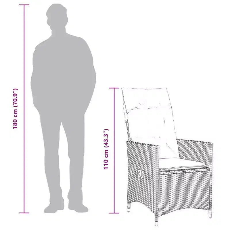 vidaXL Set da pranzo da giardino, nero, bianco crema