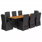 vidaXL Garden Dining Set Black Poly Rattan 9 Piece Dining Set