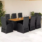 vidaXL Set da pranzo da giardino 9 pz in polyrattan nero