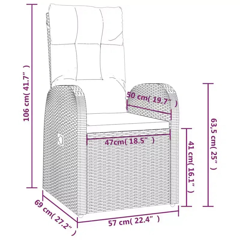 vidaXL Set da pranzo da giardino 9 pz in polyrattan nero
