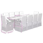 vidaXL Set da pranzo da giardino 10 posti in rattan PE nero Braccioli regolabili