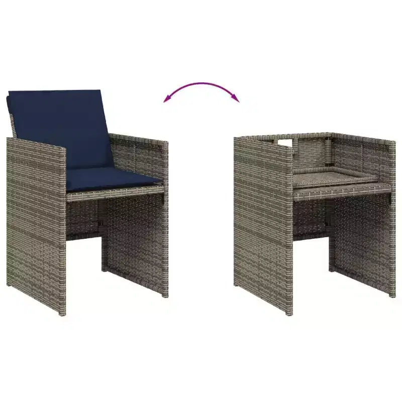vidaXL Set da pranzo da esterno 8 pz Grigio e blu navy