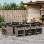 vidaXL Set da pranzo da giardino 12 pz Grigio, Blu scuro