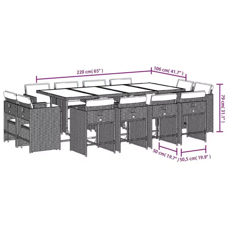 vidaXL Set da pranzo da giardino 12 pz Grigio, Blu scuro