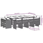 vidaXL Set da pranzo da giardino 12 pz Grigio, Blu scuro