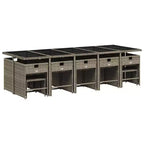 vidaXL Set da pranzo da esterno Set di 14 grigio, blu scuro