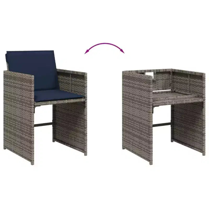 vidaXL Set da pranzo da esterno 14 pz grigio, blu navy